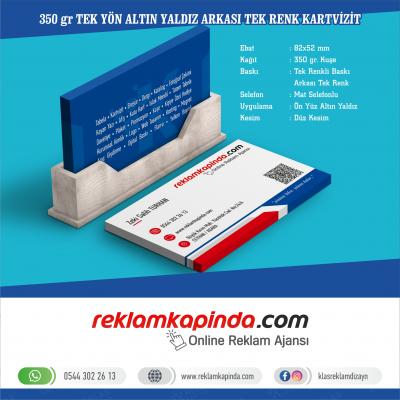 Altın Yaldızlı Kartvizit (350 gr. - Ön Renkli Arkası Tek Renk Baskı - 1000 Adet )